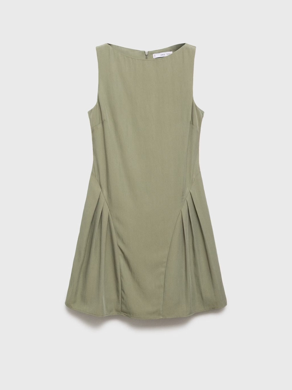 Mango Olive boat neck dress with pleats NWT - Picture 2 of 6